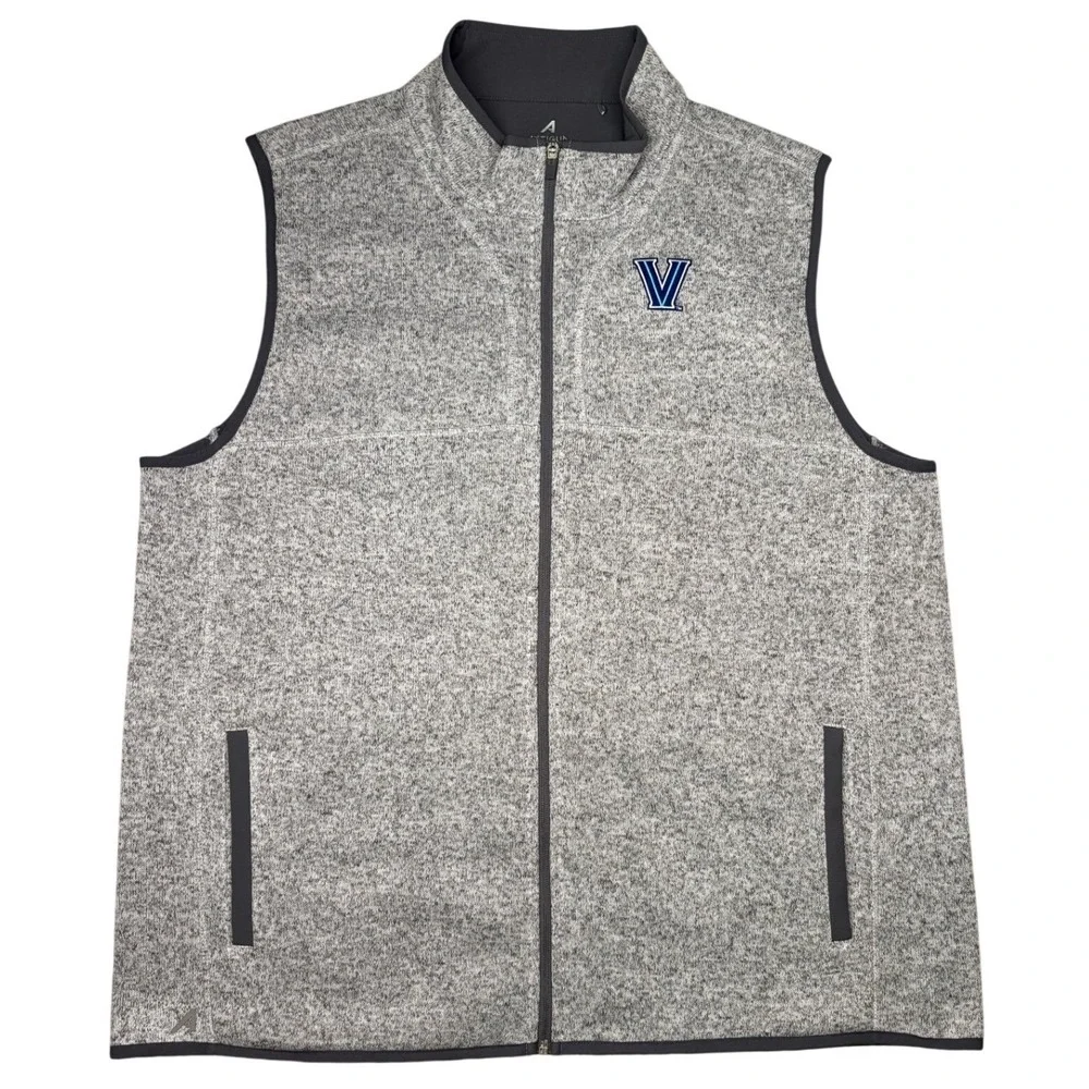 Antigua Villanova University Vest‎ Mens 2XL Gray Heather Full Zip Sweater NWT